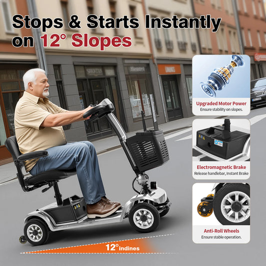 Unificare Silver 12Ah Foldable 4 Wheel Mobility Scooter
