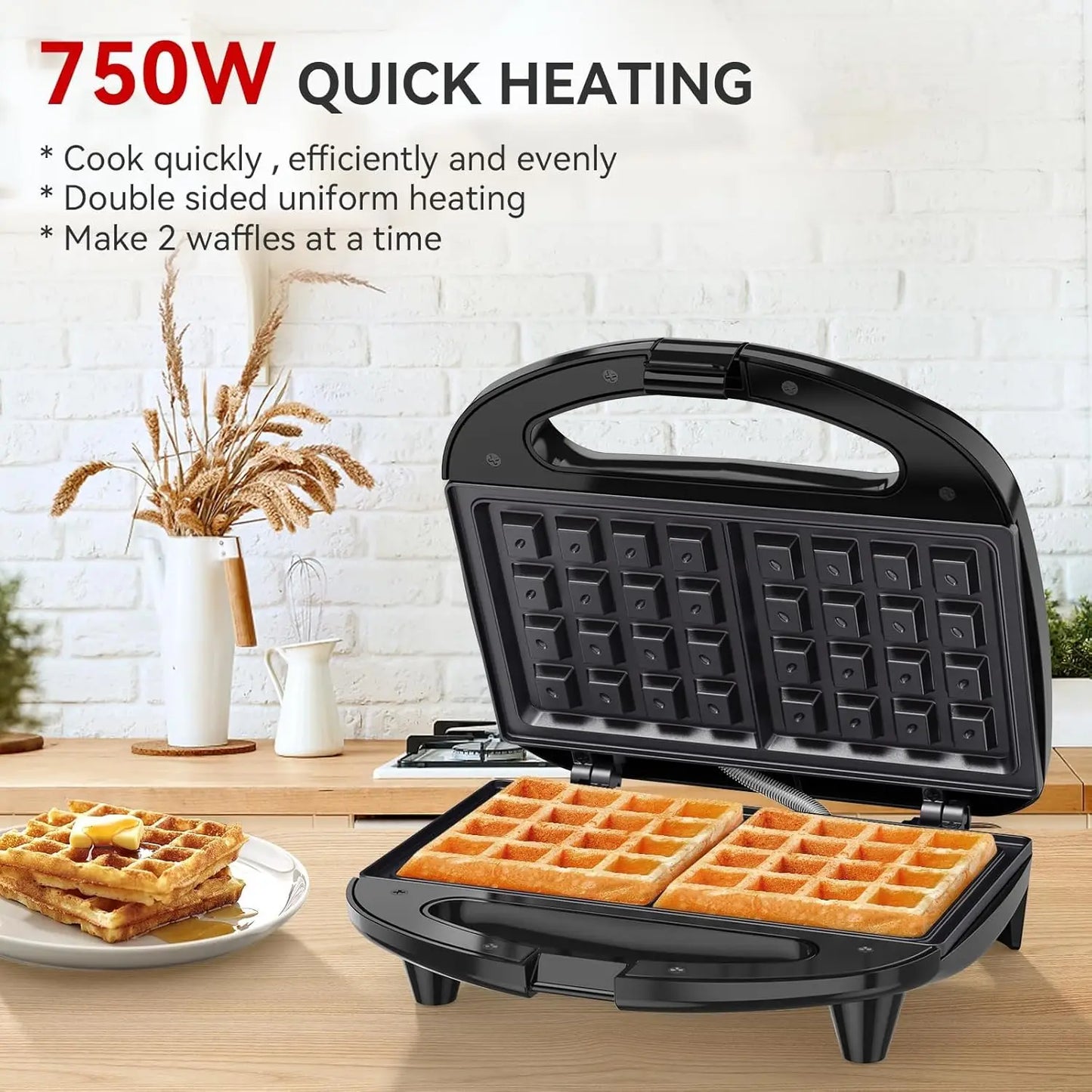 BELGIAN Waffle Maker, 2 Slice Non-Stick Waffle Iron