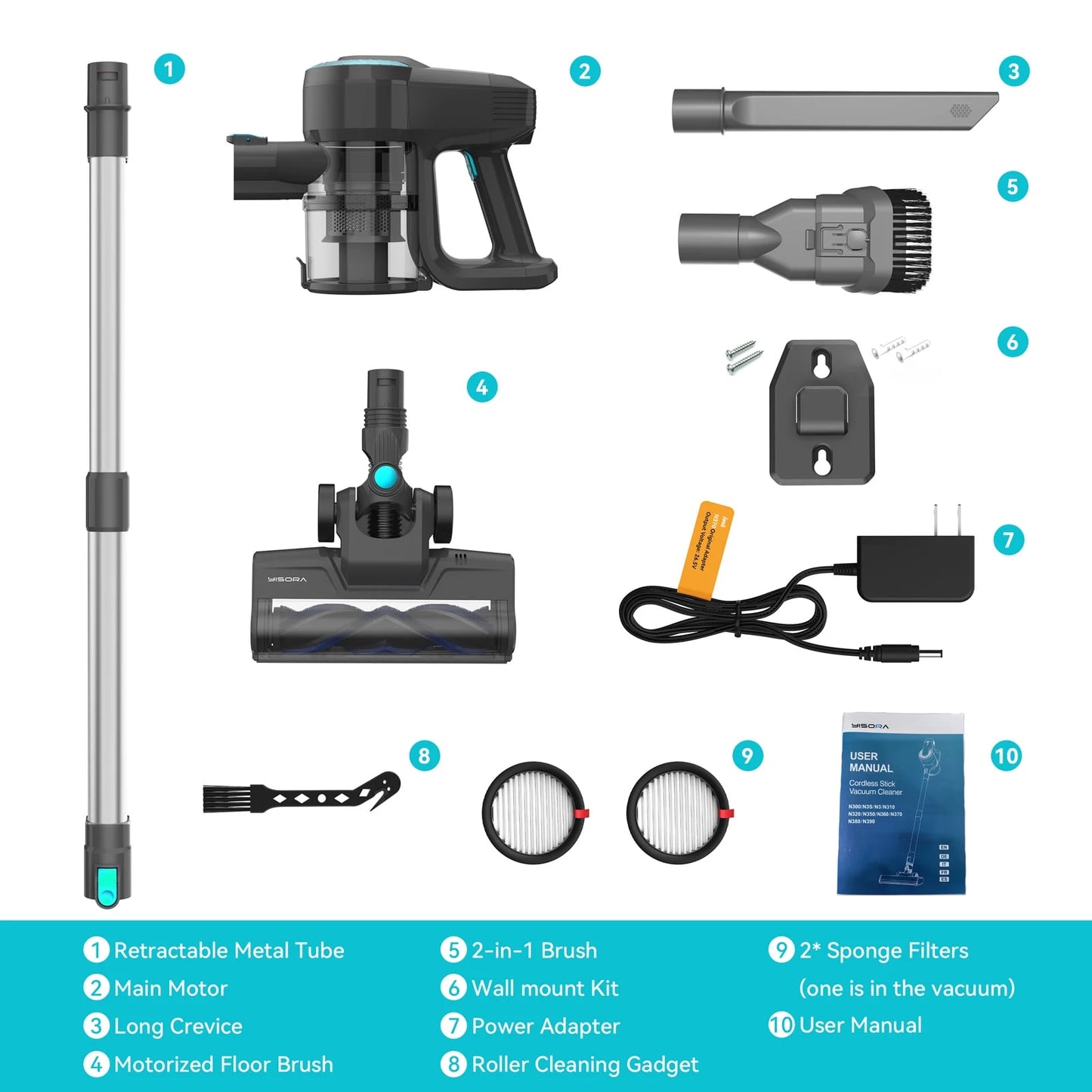 YISORA N300 Cordless Upright Vacuum Cleaner