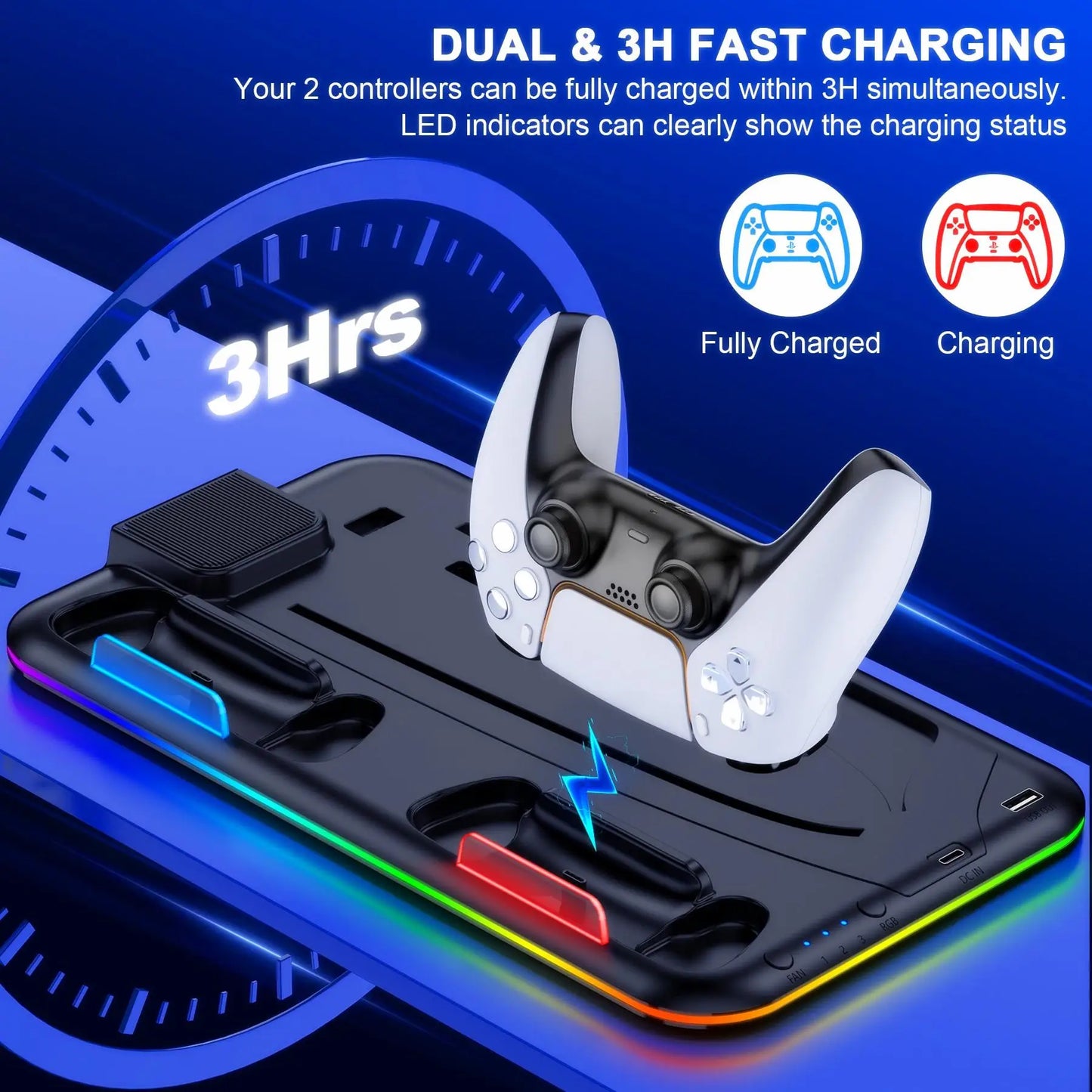 BEBONCOOL S2000 PS5 Slim Stand | 3-Gear Cooling RGB Light