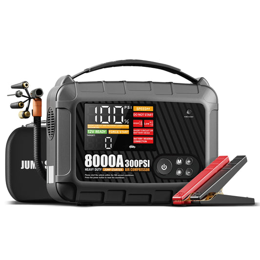 8000A Professional Heavy Duty Car Jump Starter With Air Pump