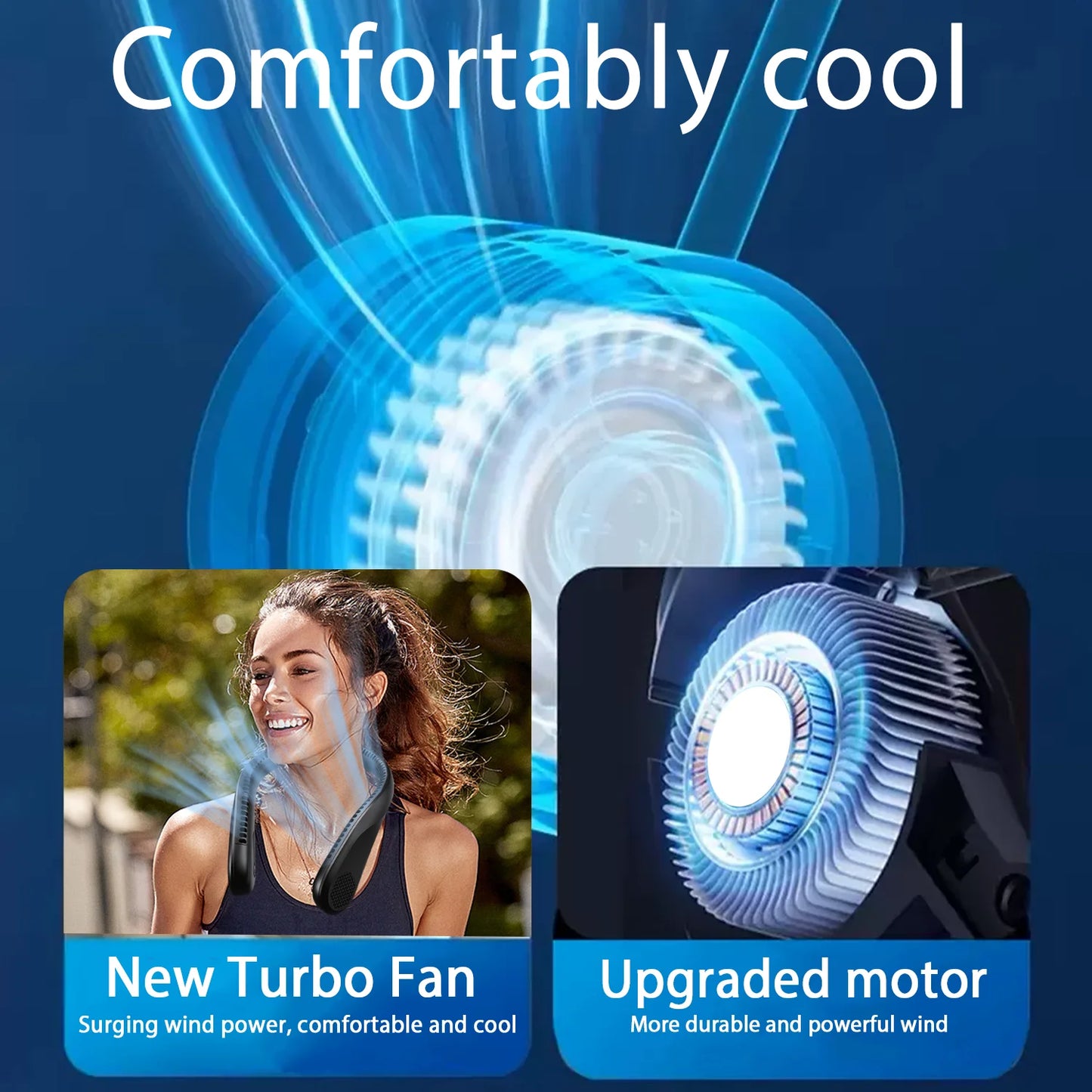 Neck Fan Bladeless, USB Rechargeable Hanging Wearable Fan