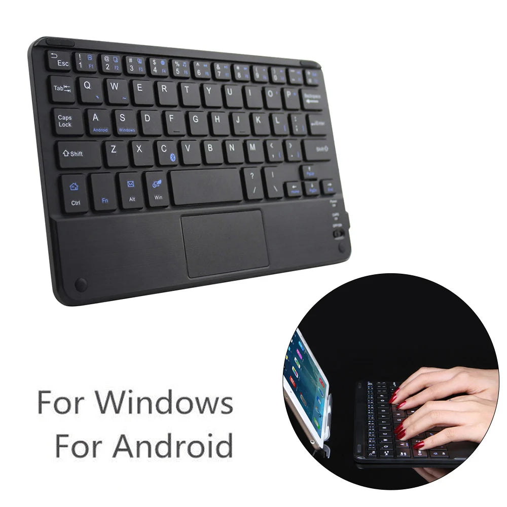 Mini Bluetooth Keyboard Ultra Slim Wireless Keyboard with Touch Pad Mouse for Android IOS Windows Tablet Laptop IPad Smartphone