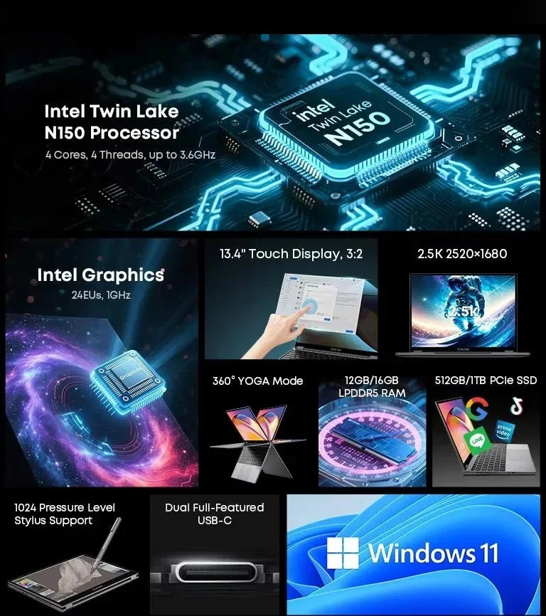 CHUWI FreeBook 2-in-1 Laptop IntelN150 13.4'' Touch