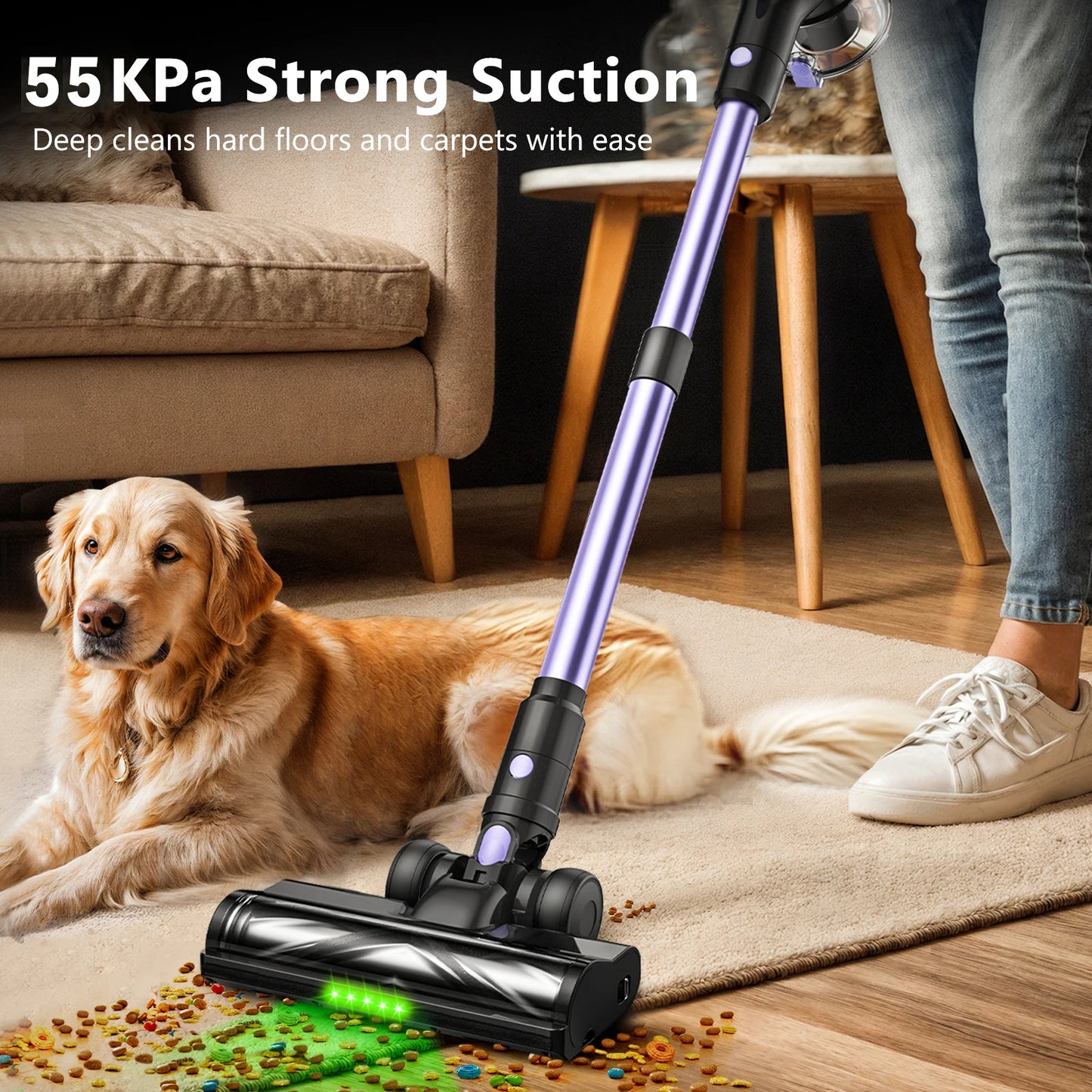 SUXIANGVAC 500W/55KPA Self-Standing Cordless Vacuum