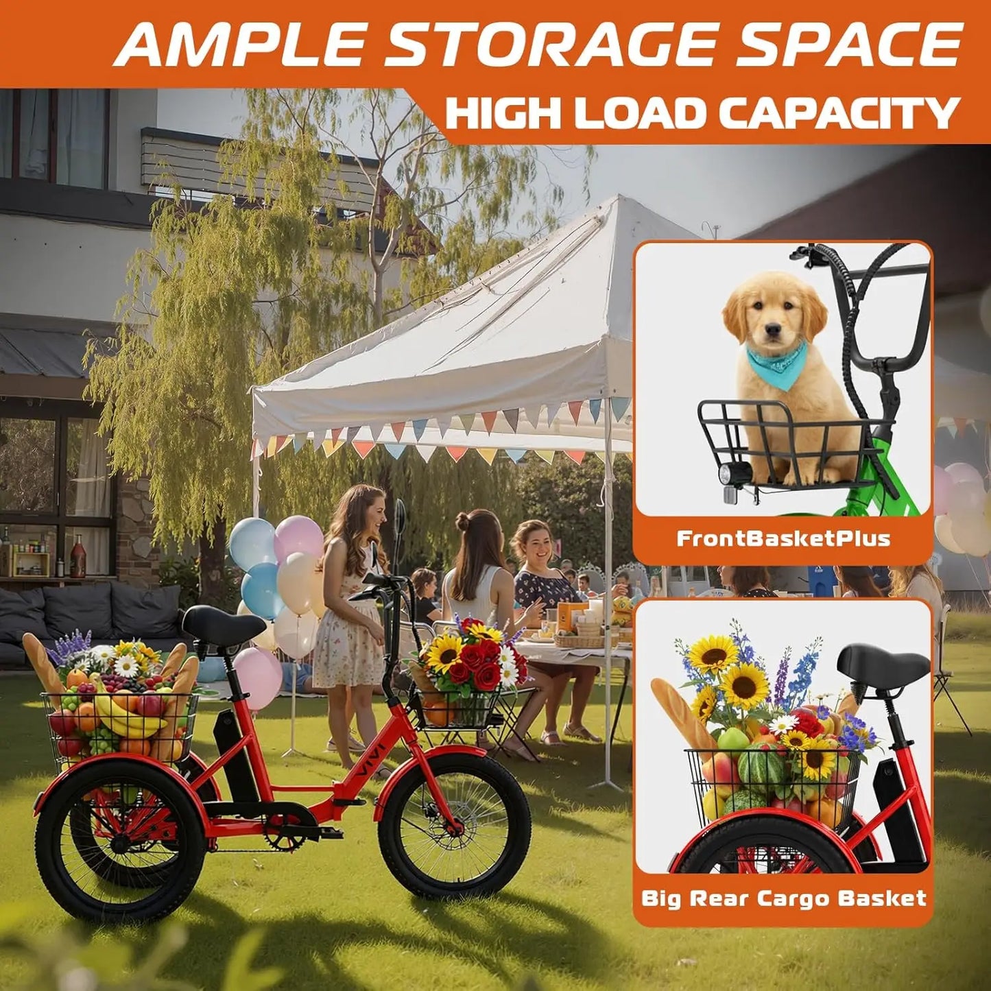 VIVI Electric Tricycle Trike for Adults Peak 750W