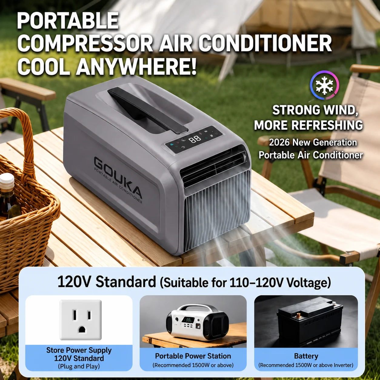 GOUKA 5200BTU 6-in-1 Portable Mobile Air Conditioner
