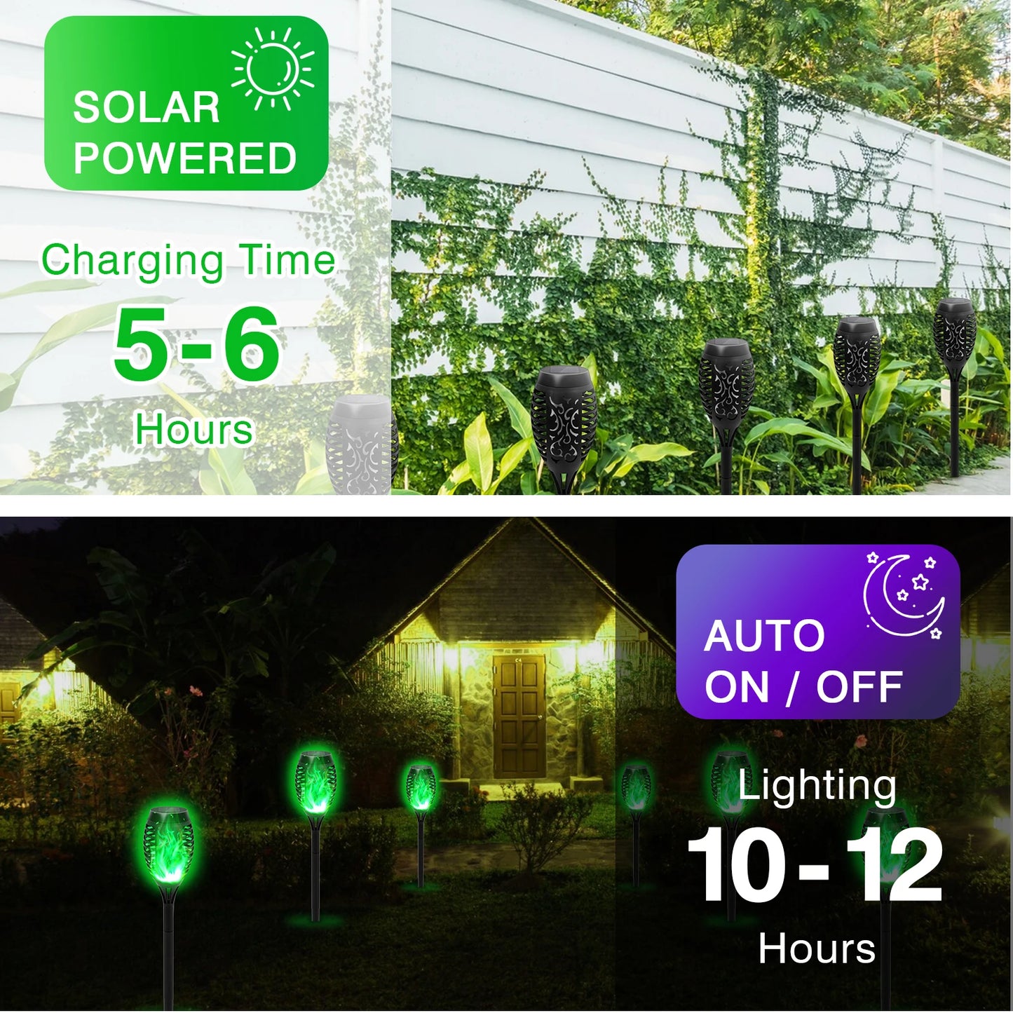 4/6/8/12Pcs Solar Flame Torch Light LED Flickering Outdoor