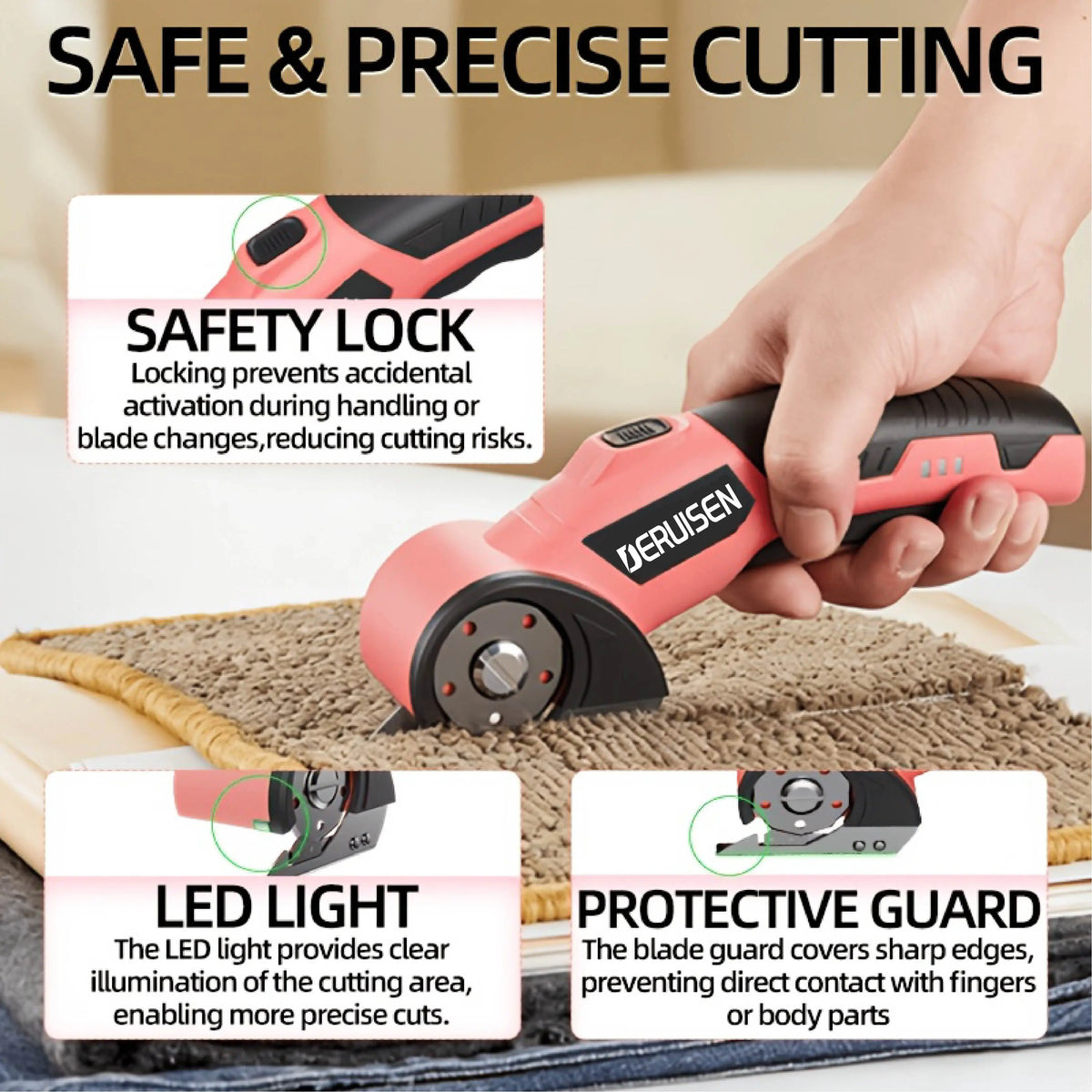 DERUISEN Electric Scissors, Rechargeable Via USB