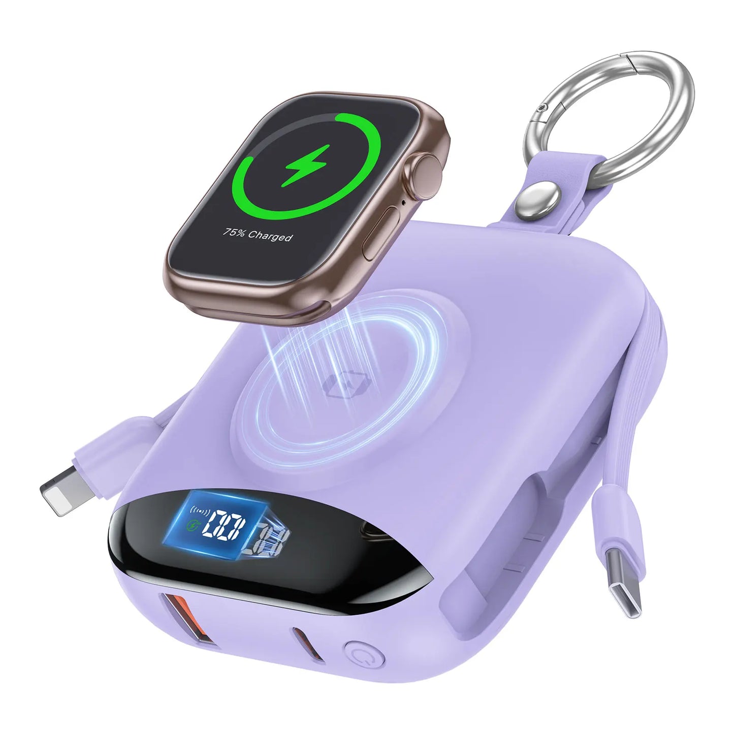 10000mAh 22.5W Fast Charging Power Bank with Built-in Cables