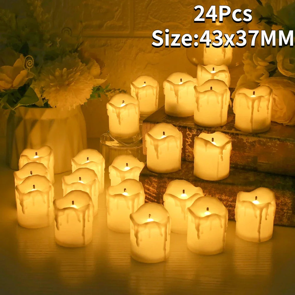 Yeahmart 12/24Pcs Flickering LED Candles Electric Flameless