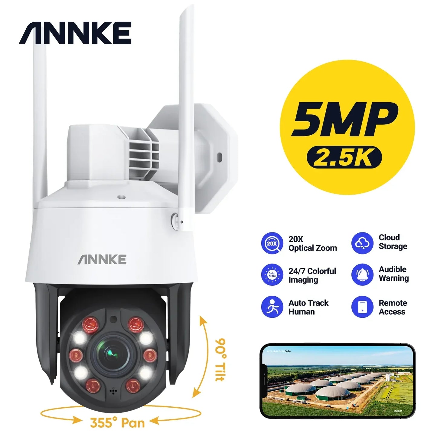 Annke 5MP PTZ Wi-Fi IP Camera H.265 Outdoor