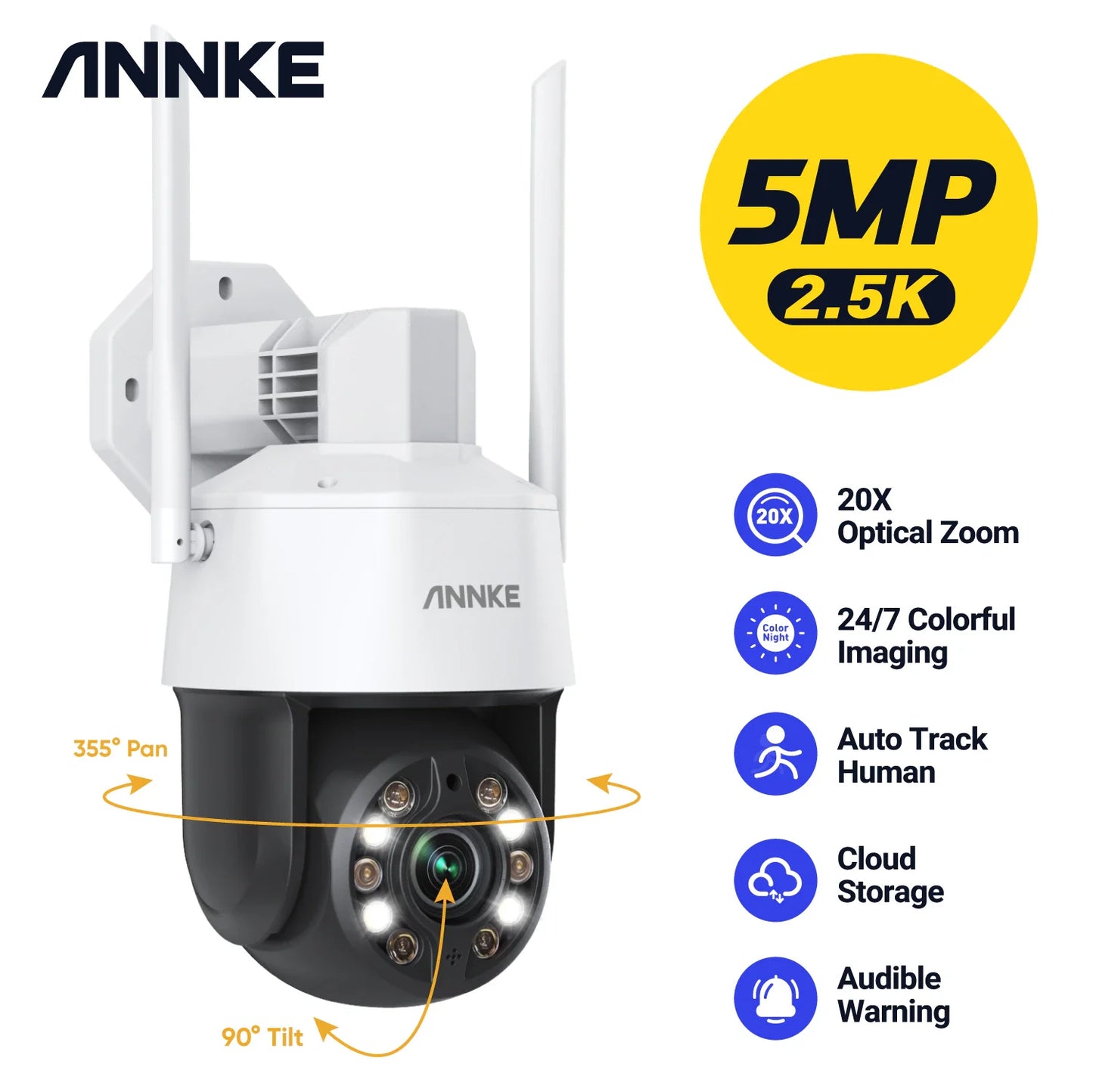 ANNKE PTZ Wi-Fi Surveillance Camera 5MP IP 20X Optical Zoom Video