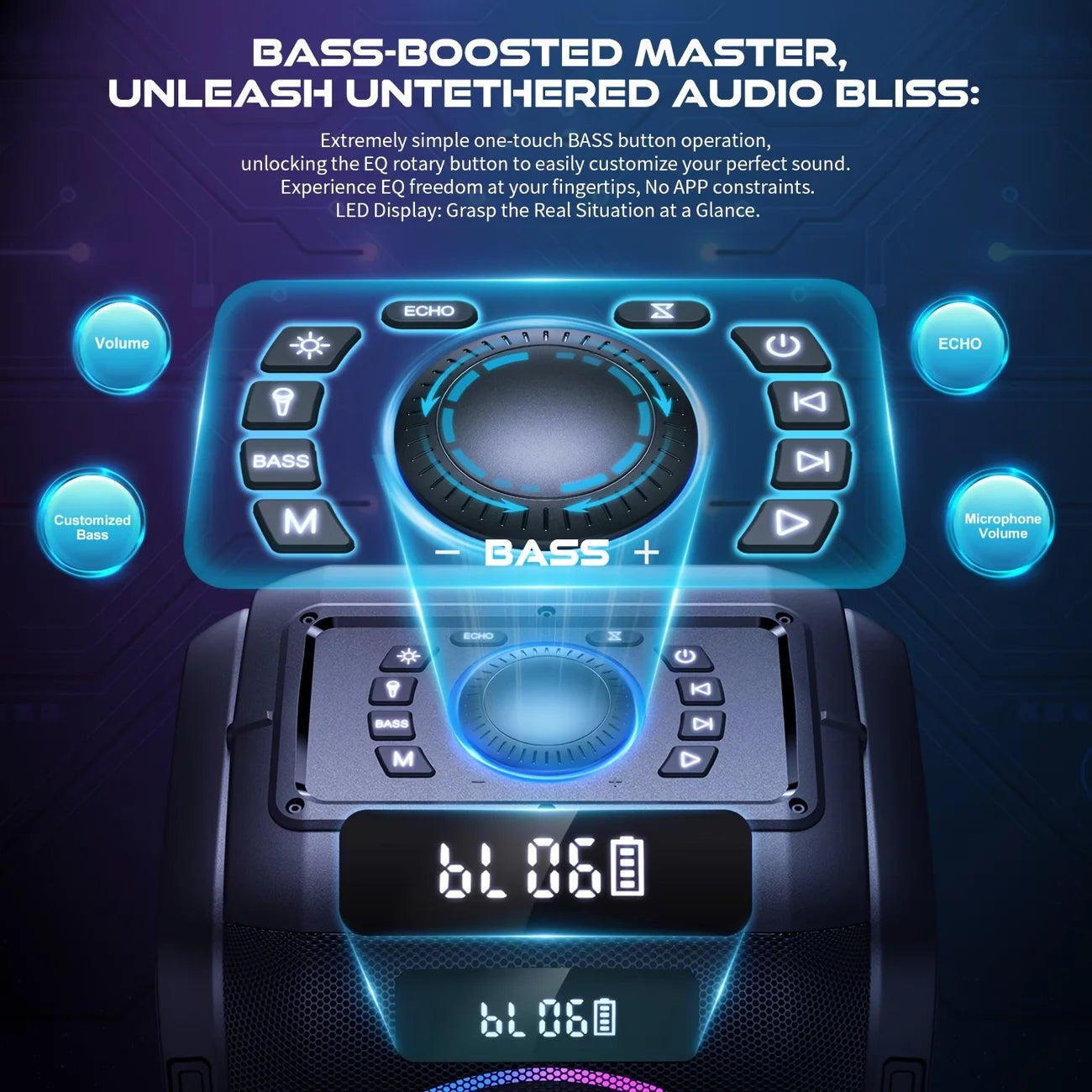 W-KING 180W Peak Party Large Bluetooth Speaker Biggest Boom Box Portable Wireless Removable Battery With Subwoofer USB Playback