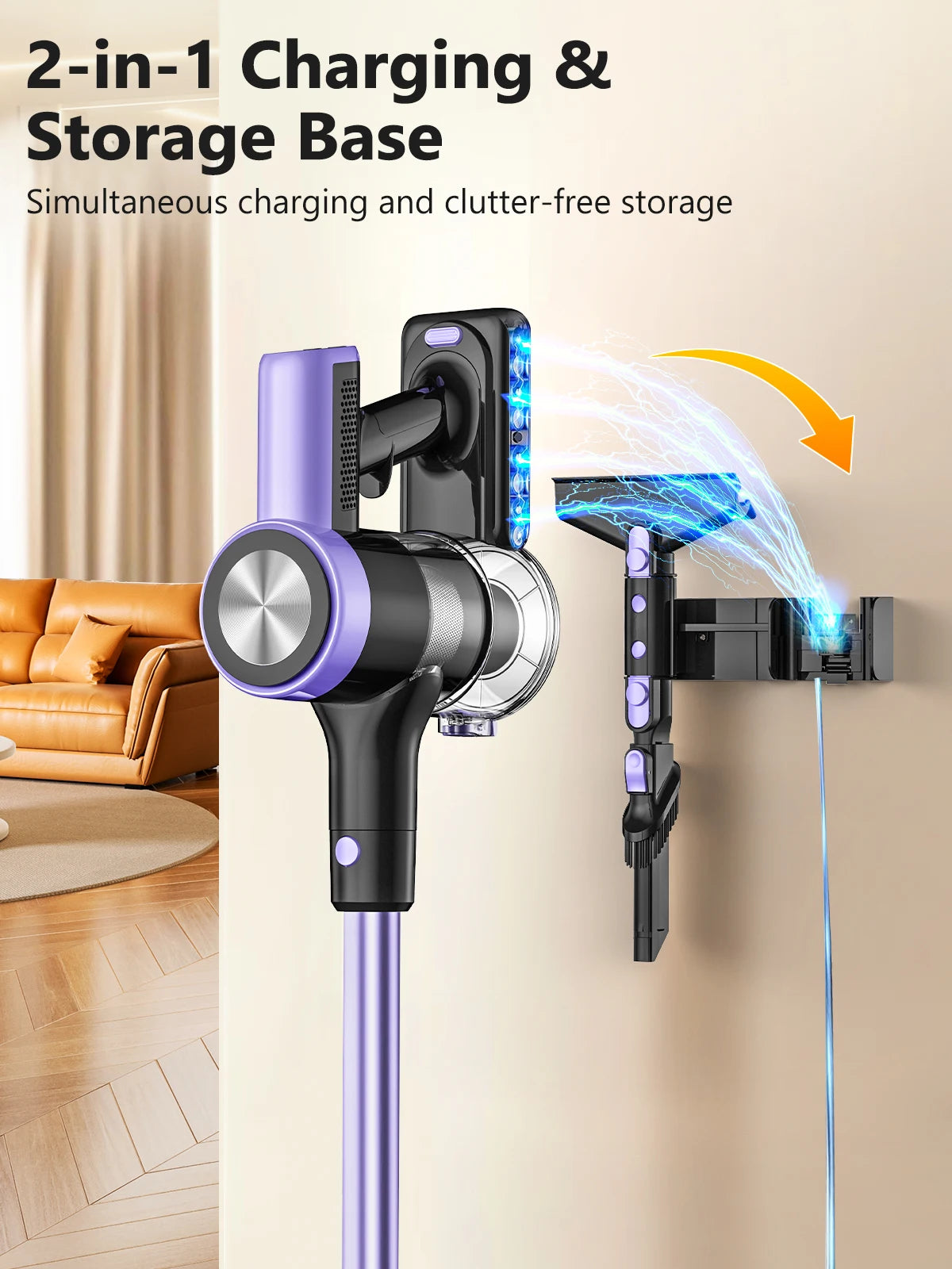 SUXIANGVAC 500W/55KPA Self-Standing Cordless Vacuum