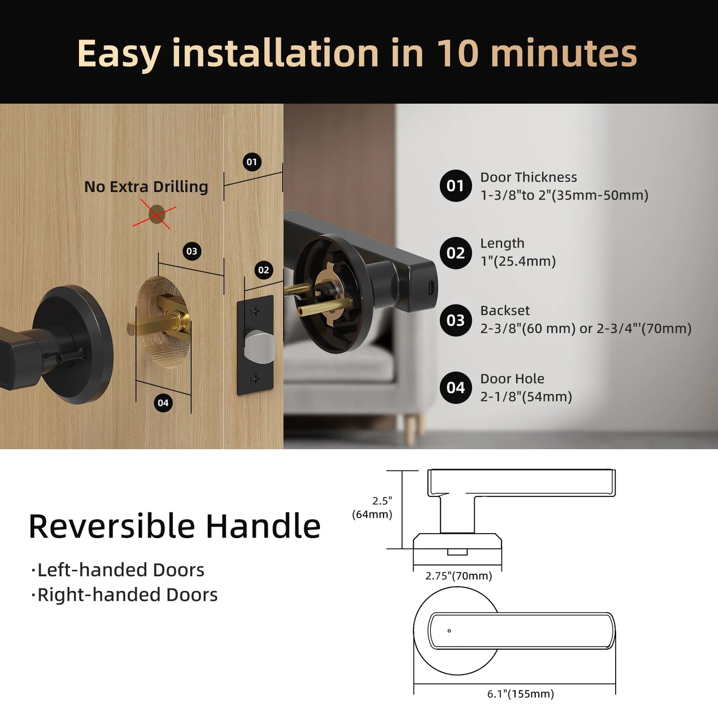 Viladepot Smart Lock Fingerprint Door Lock App Control