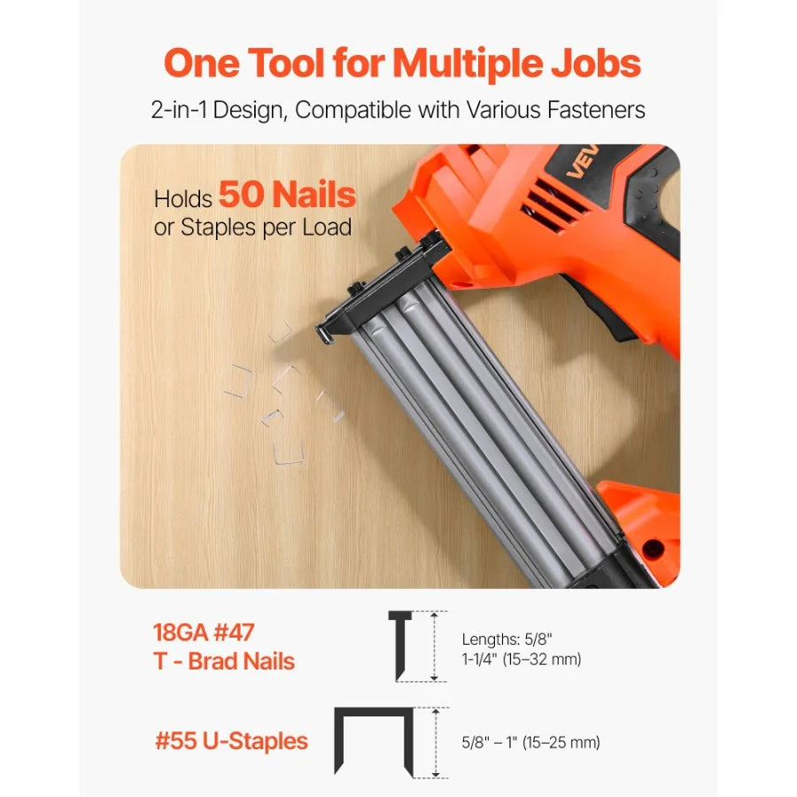 VEVOR Electric Nail Gun 2in1 Staple Gun Brad Nailer