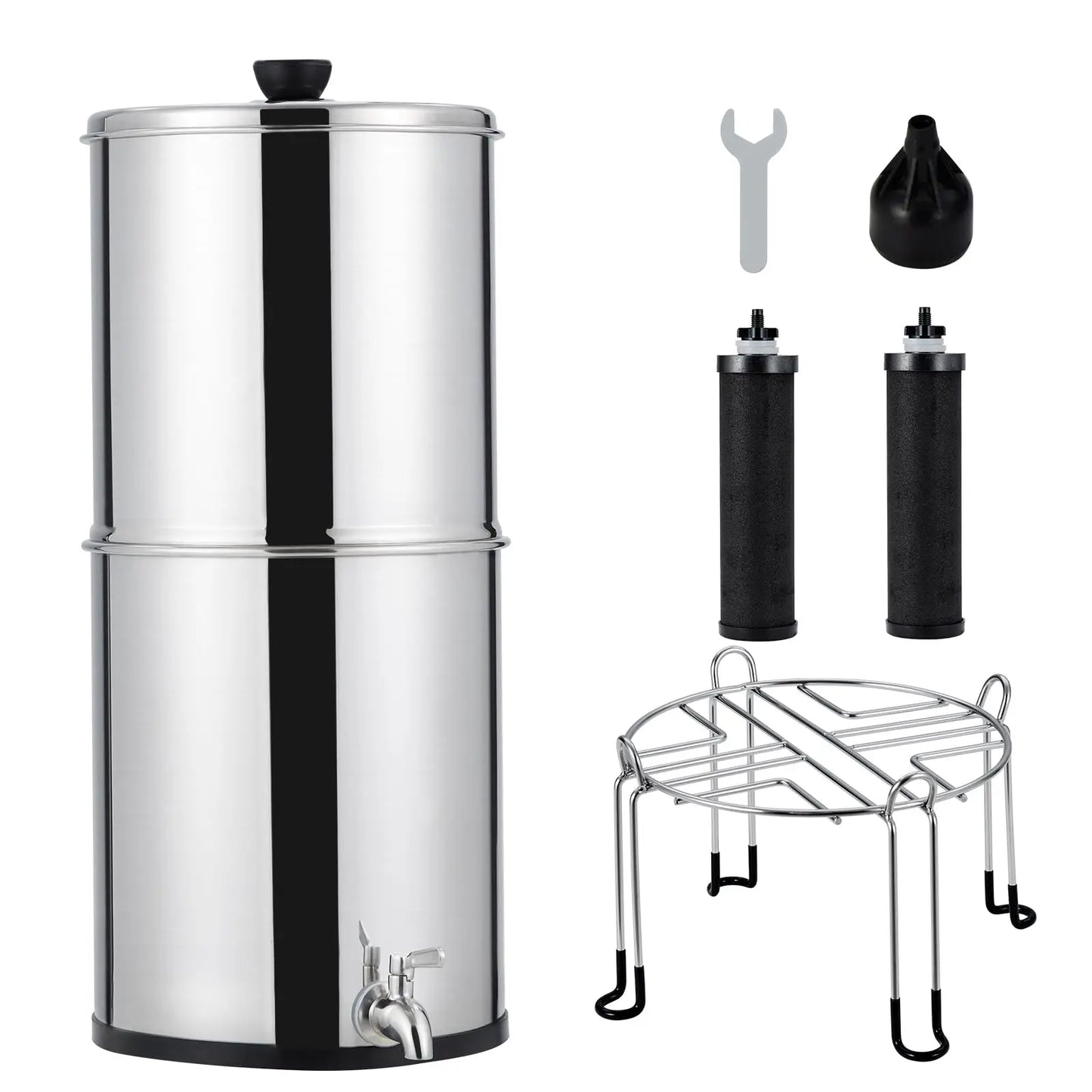HiMISS Water Filter System 304 Stainless Steel with 2 Black Carbon Filters