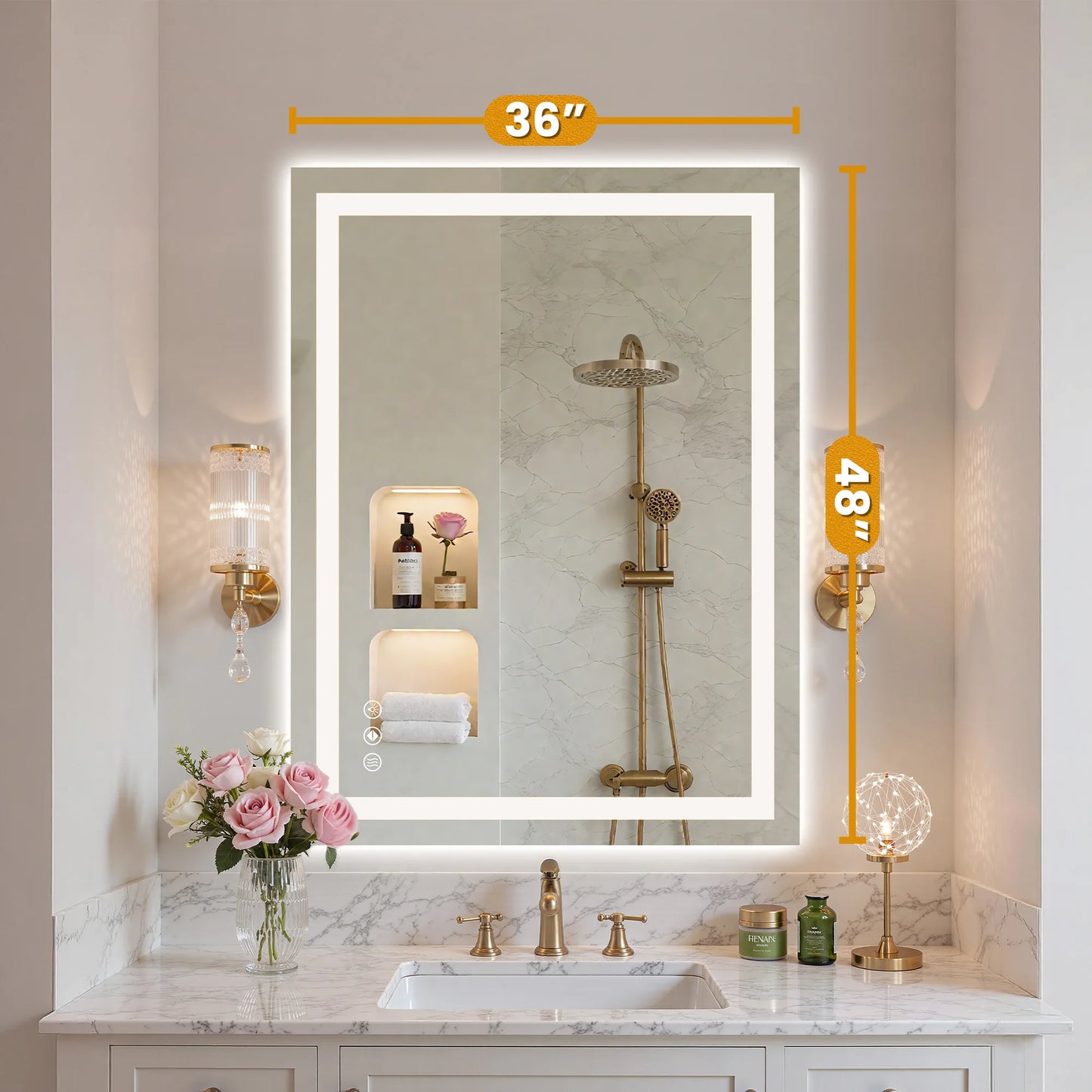 JHK LED Bathroom Vanity Mirror for Wall Memory Function