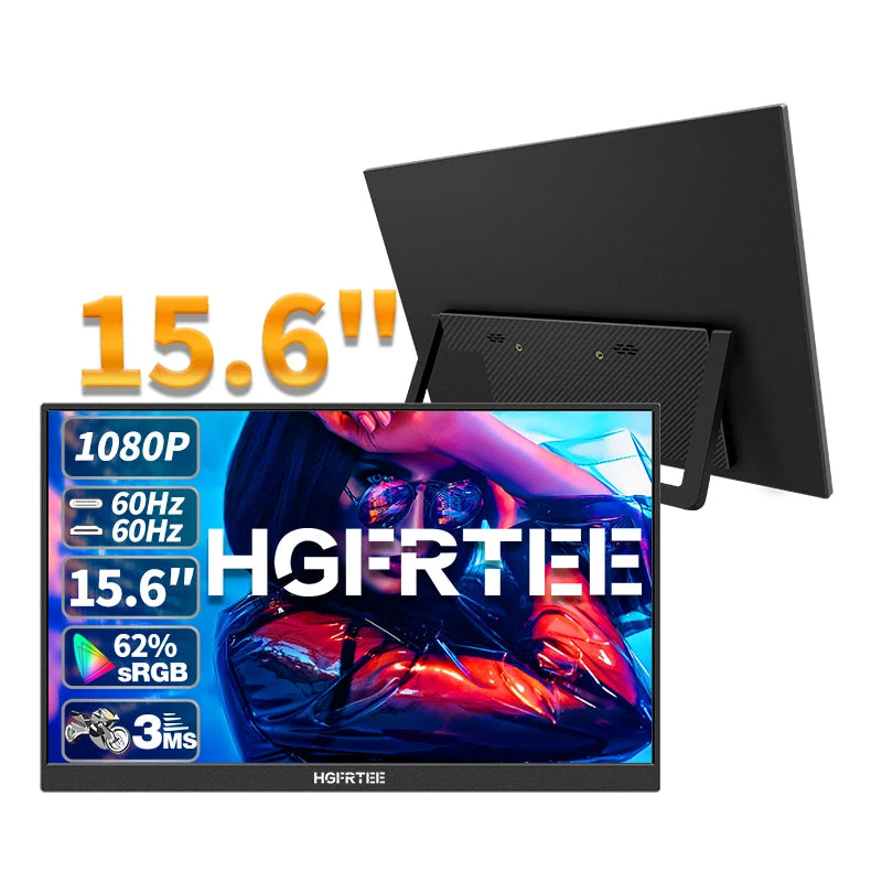HGFRTEE 15.6 Inch Portable Monitor, FHD-IPS Laptop External Second Screen