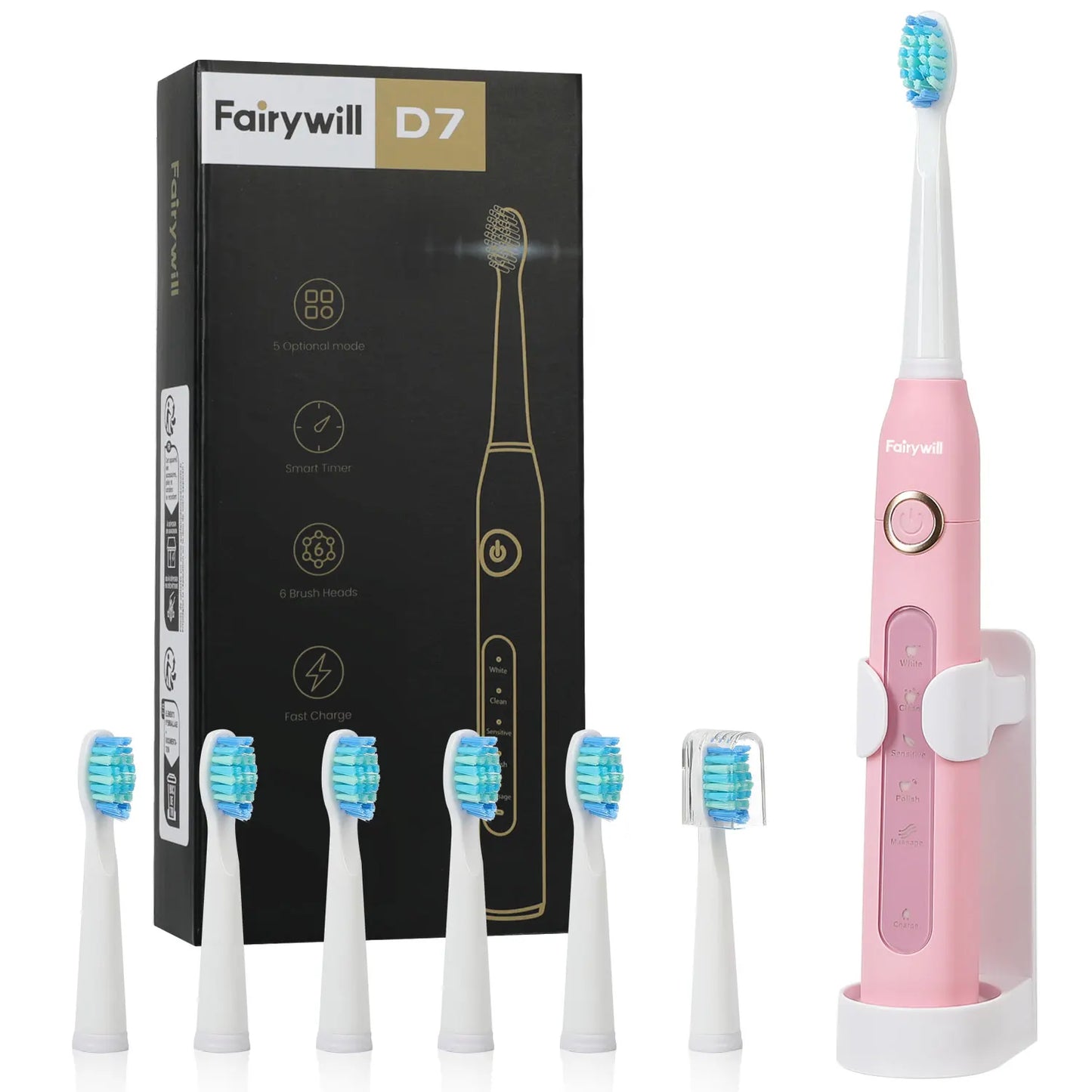 Fairywill Electric Sonic Toothbrush USB Chargeable