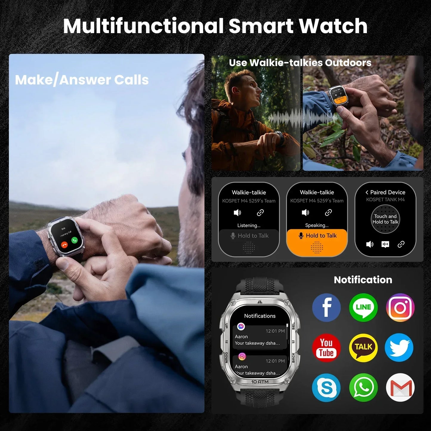 KOSPET Tank M4 Smart Watch Stainless Steel