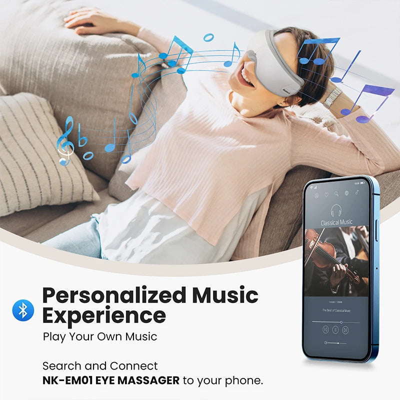 KEKTECK Eye Massager with Heat, Bluetooth Eye Mask for Migraine Relief