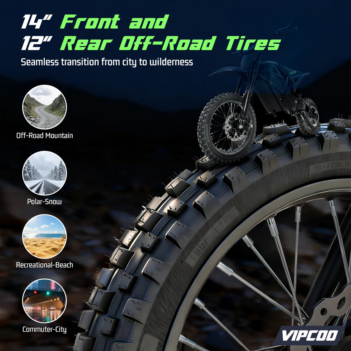 VIPCOO H3 Electric Dirt Bike 3500W 48V23AH Electric Motorcycle