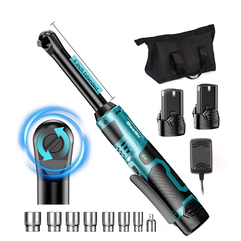 SEESII 6' Extended Ratchet Wrench 3/8" Cordless Electric Wrench
