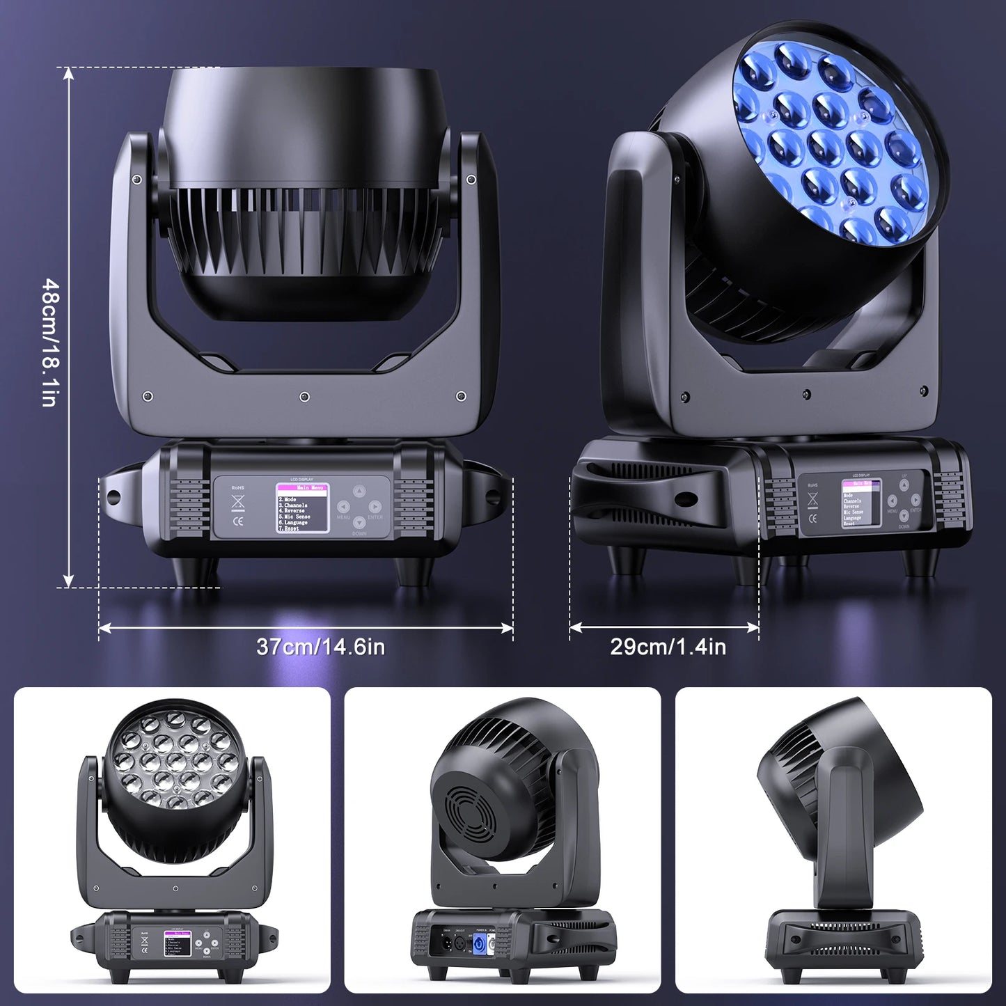 Buysumshine 19x15W Moving Head Light DMX512