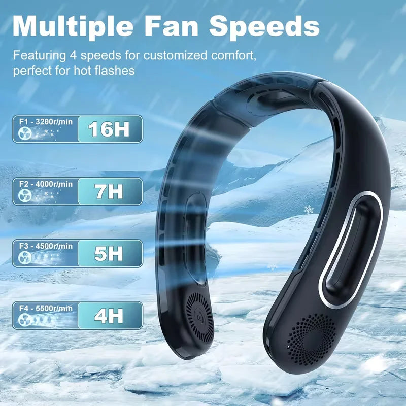 Bladeless Neck Fan, USB Rechargeable 4 Speeds