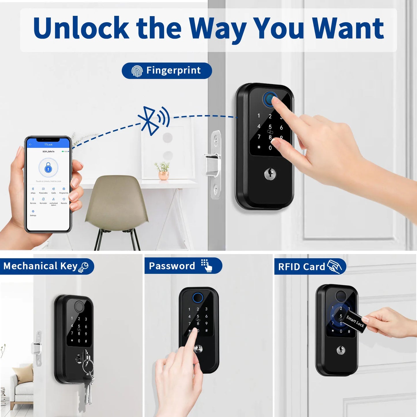 Smart Deadbolt Lock Fingerprint Keyless Entry Door Lock