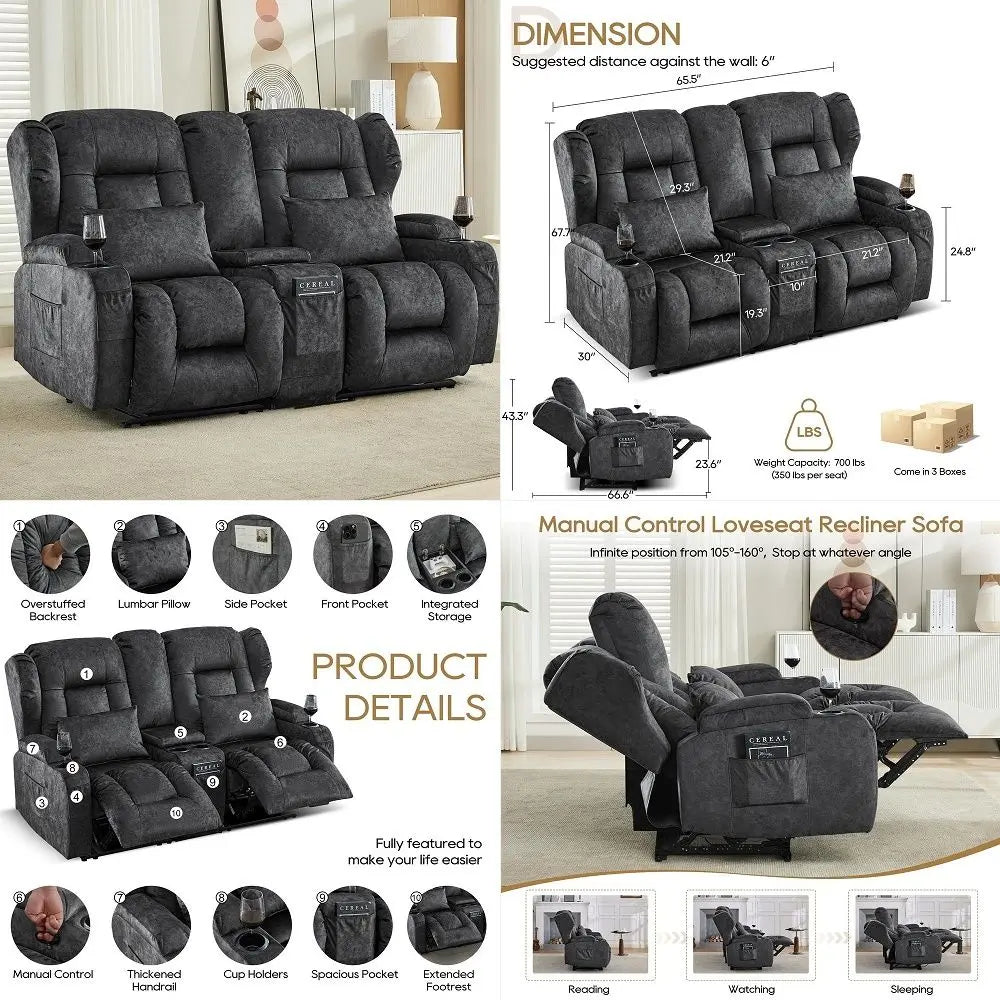 Leather Living Room Furniture Set Reclining Sofa Set Loveseat