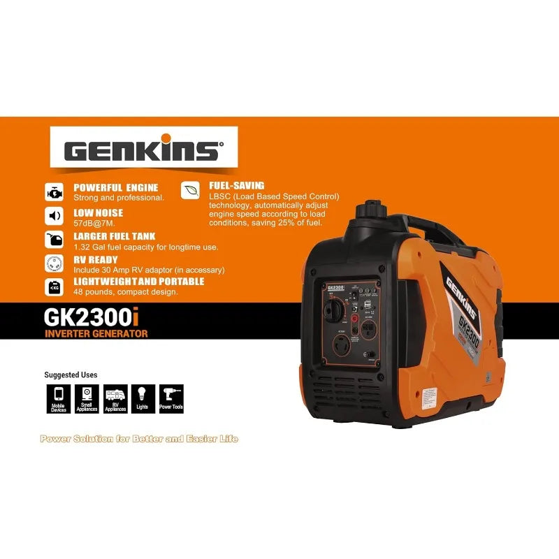 GENKINS 2300 Watt Portable Inverter Generator