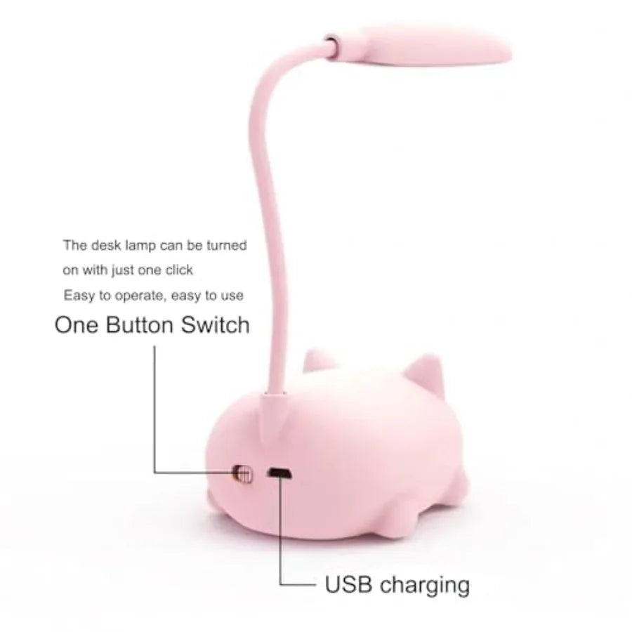 LED Desk Lamp for,Cute Cat Lamp USB Rechargeable