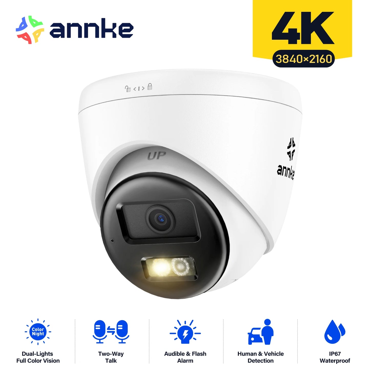 Annke 8MP HD IP Security Camera Poe 4K Dual Light