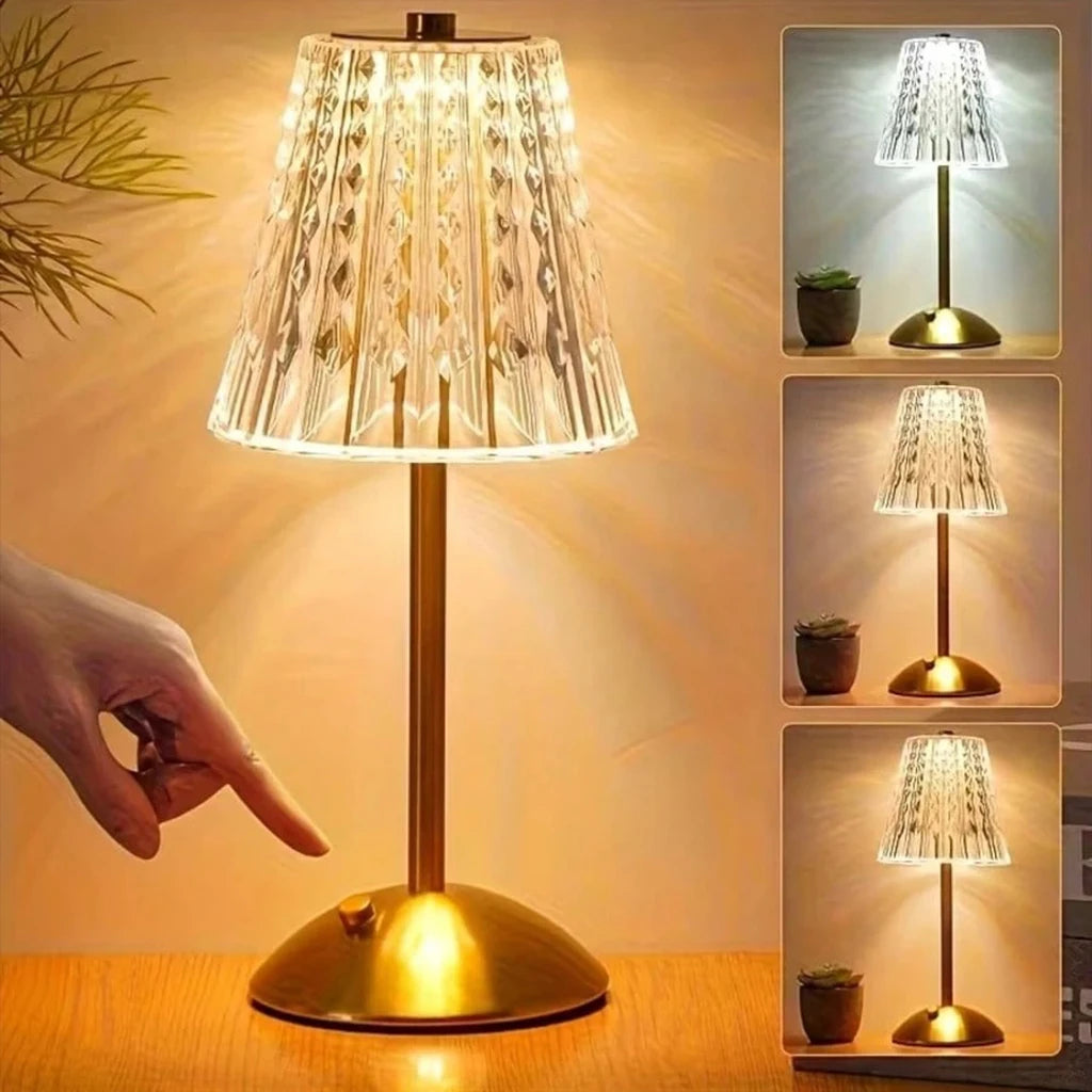 1/2 pcs Rechargeable Crystal Table Lamp with Touch Dimmable