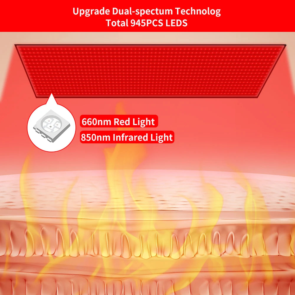 Red Light Mat Full Body 63" x 23.6" 945pcs LEDs