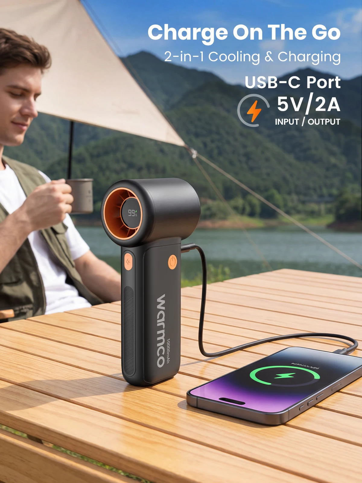 Warmco 10000mAh Turbo Portable Handheld Fan