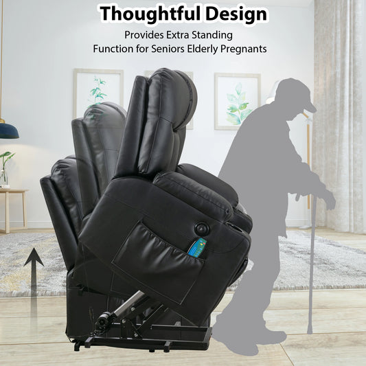 EBELLO 26" Extra Wide Lift Recliner Chair with Heat and Massage