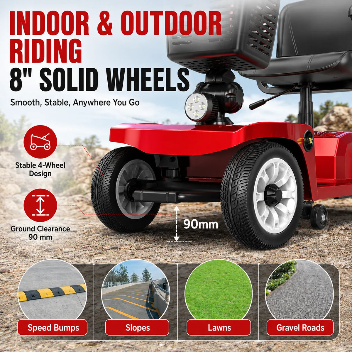 Electric Mobility Scooter for Seniors Adults 4 Wheel Power Scooter