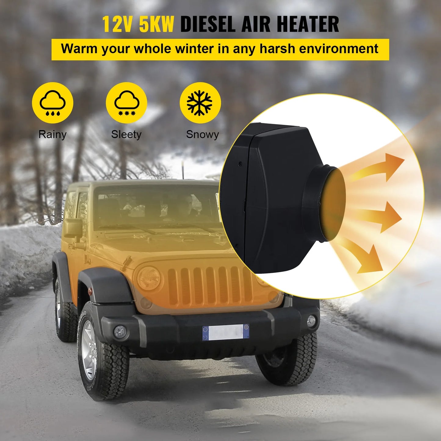 VEVOR 5KW Car Heater 12V Air Diesel Heater