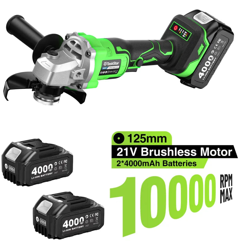 TaskStar 10000 RPM Angle Grinder Kit Electric Brushless Polishing Cutting
