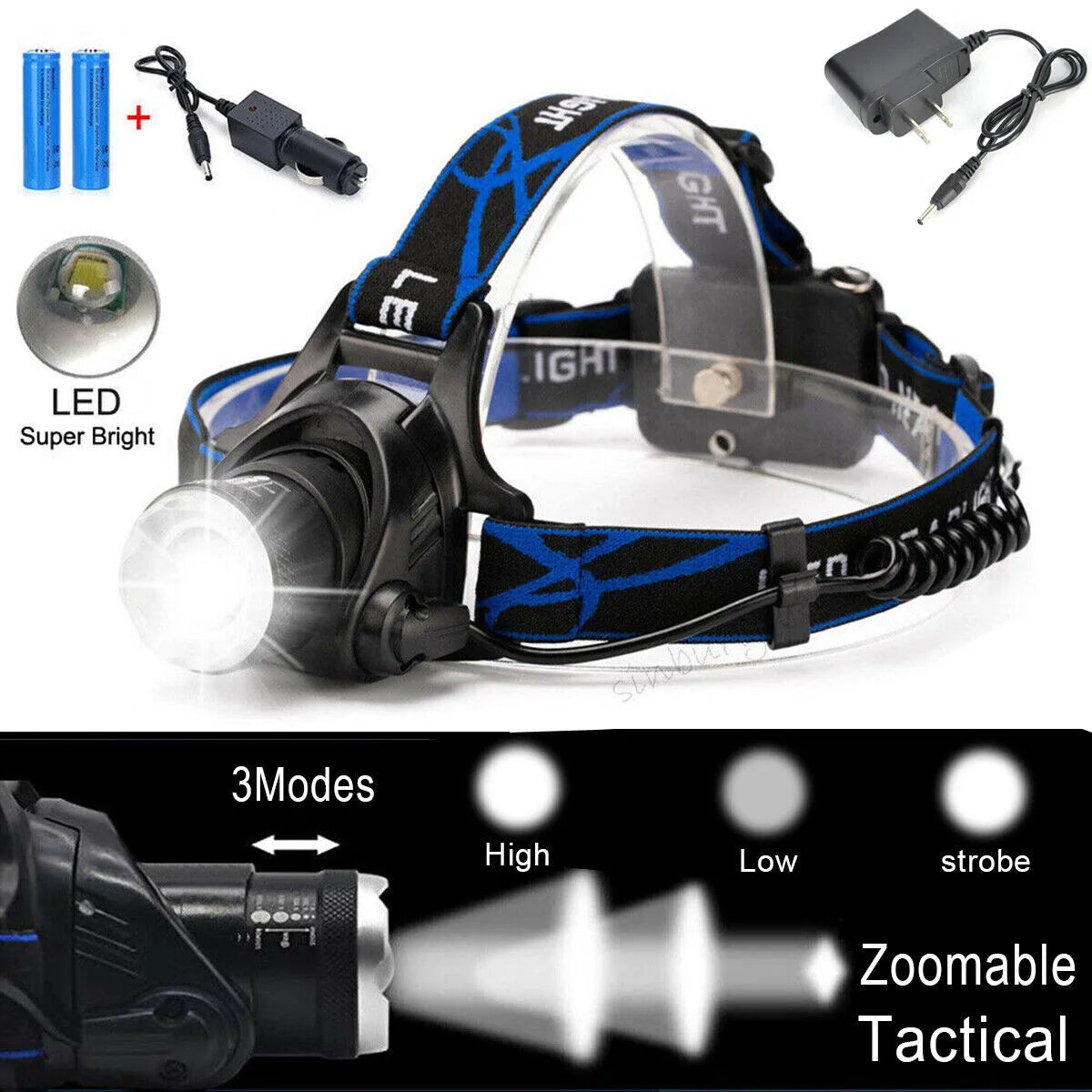 Rechargeable LED Headlamp, Bright Head Light Set