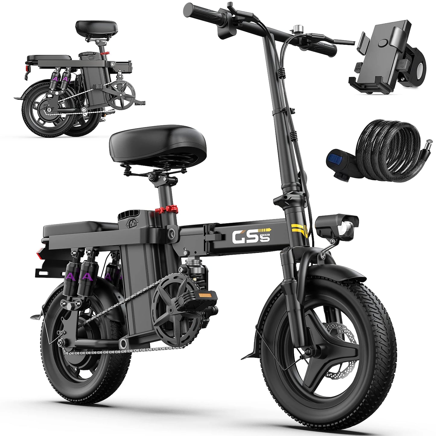 UPlee GS5 48V E-Bike, 20+MPH,740W Folding Electric Bicycle