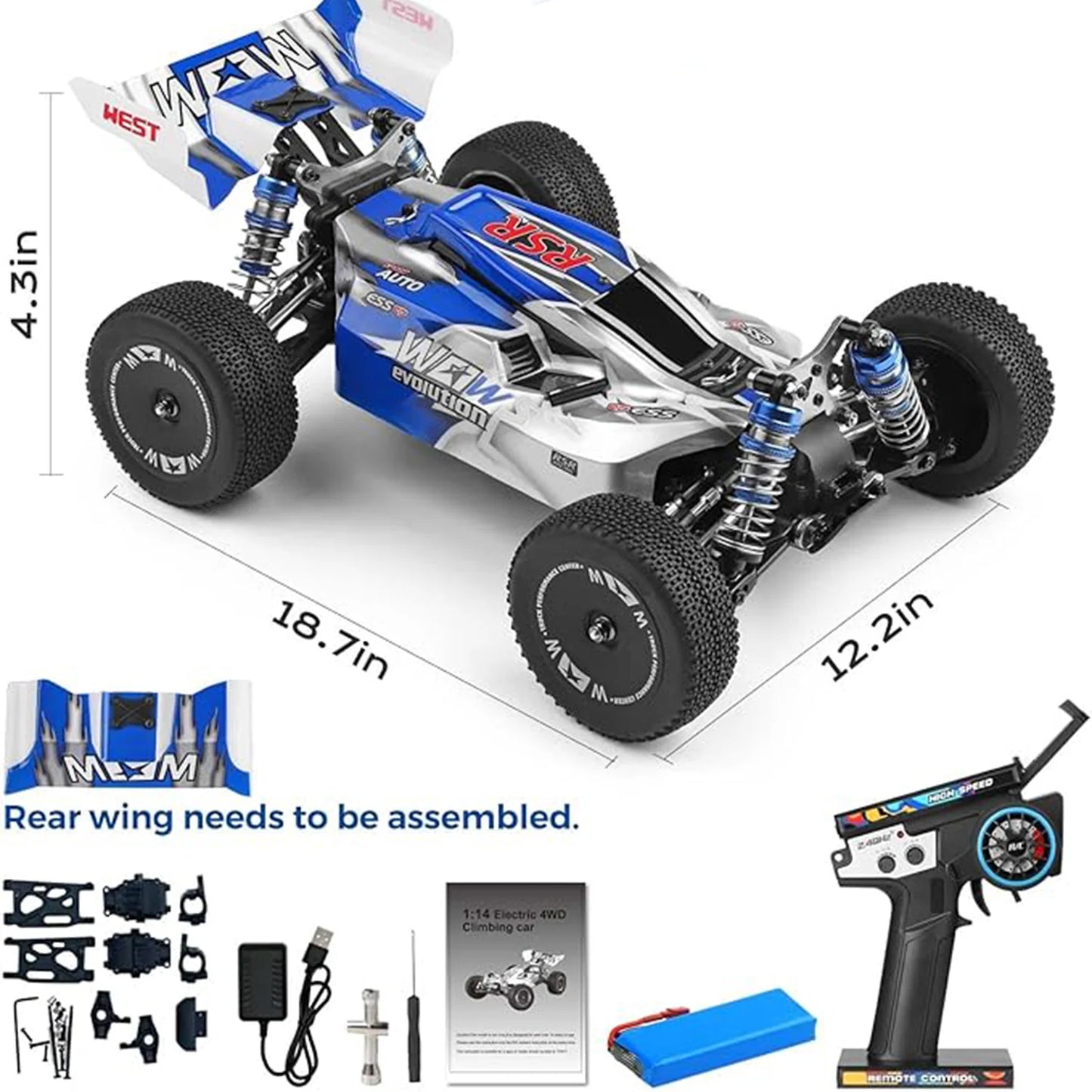 WLtoys144011 1/14 4WD RC Cars for Adults , Max 43 Mph Off-Road