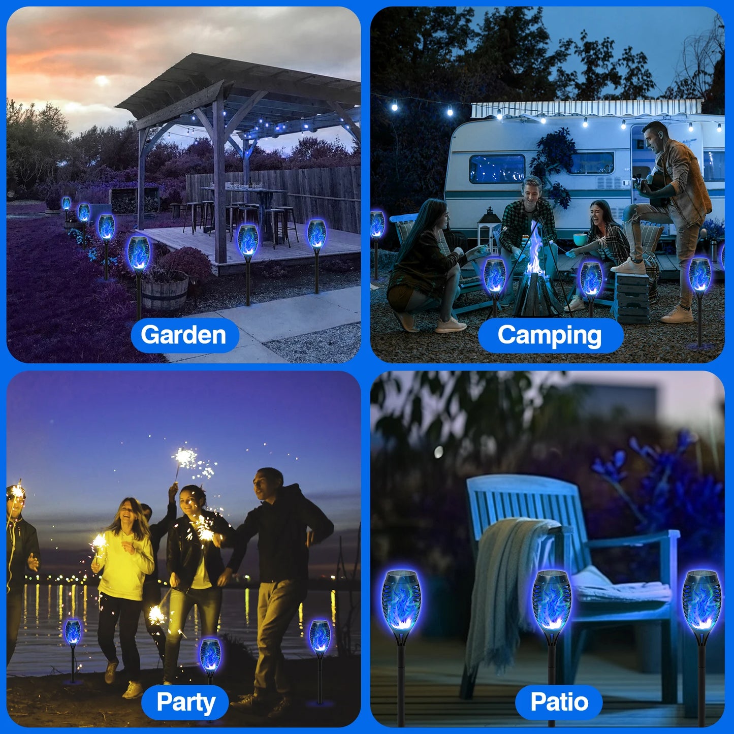 4/6/8/12Pcs Solar Flame Torch Light LED Flickering Outdoor