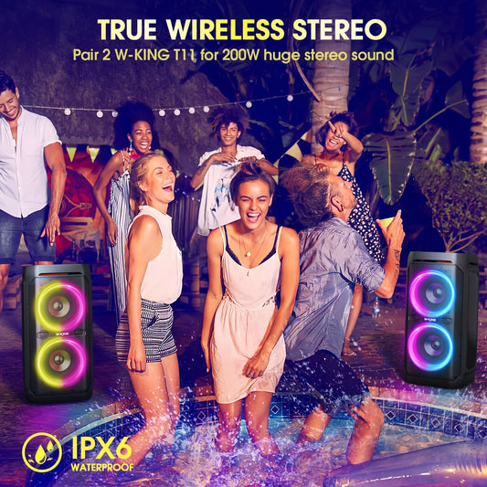 W-KING 100W RMS Bluetooth Speakers, IPX6 Waterproof
