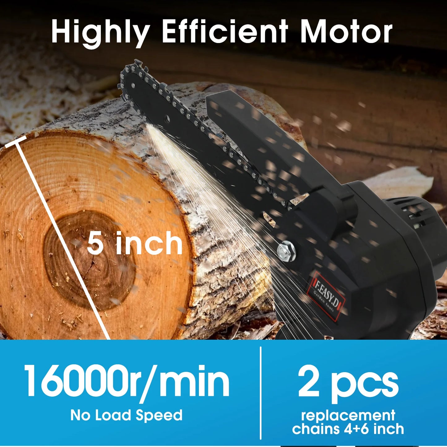 F.EASY.D 2-in-1 Mini Cordless Chainsaw & Pole Saw