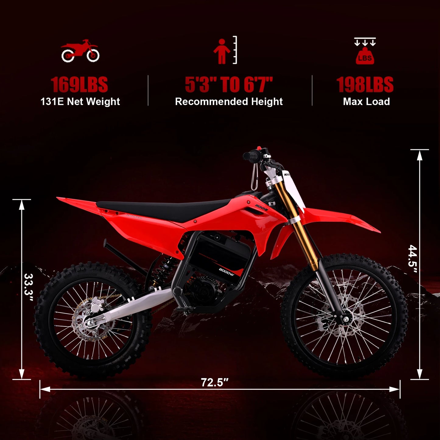 KOOZ HP131E-L 72V 8000W Pro Electric Dirt Bike